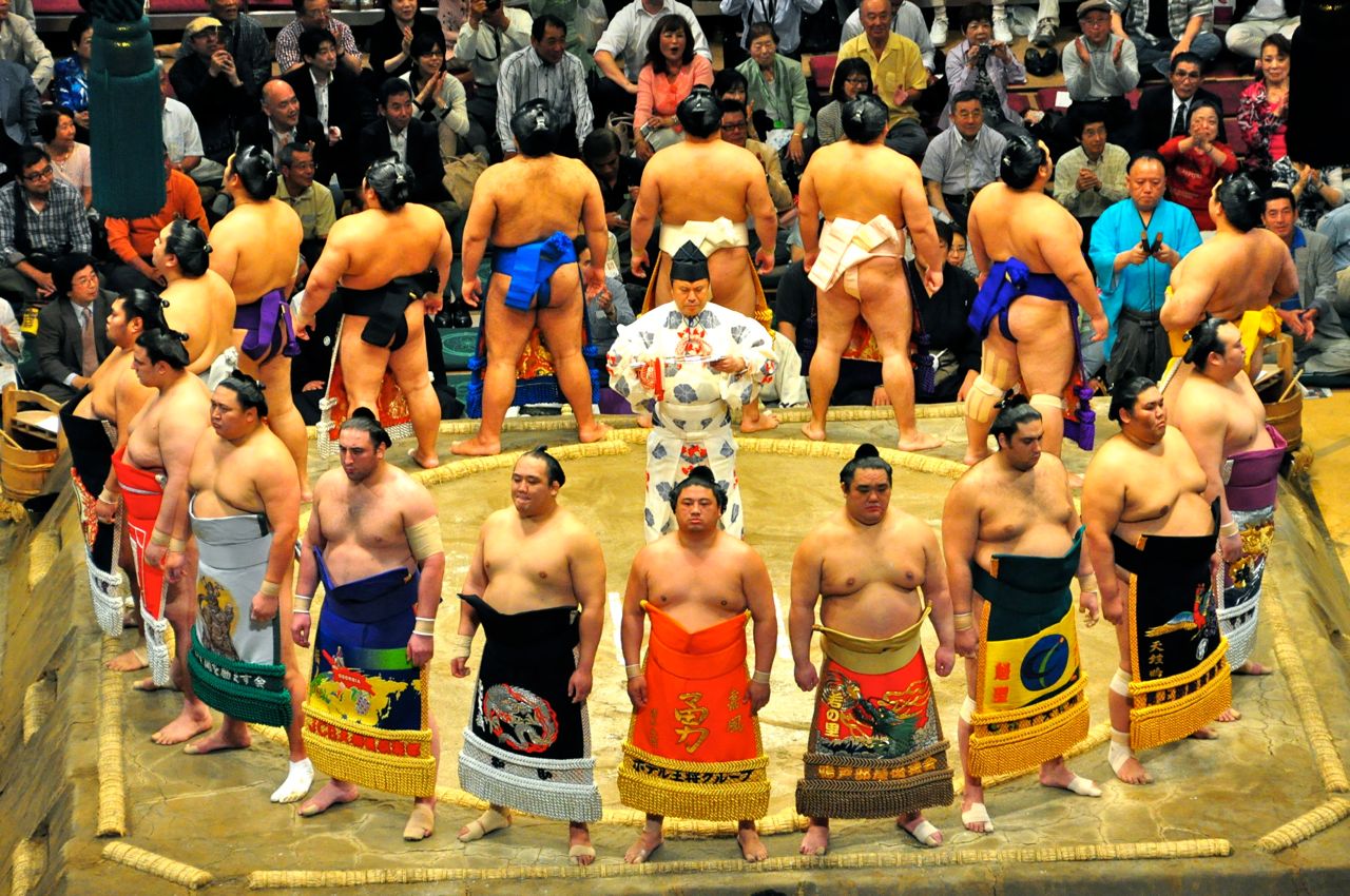 'The Rikishi during the "Dohyo-iri" ceremony.'
